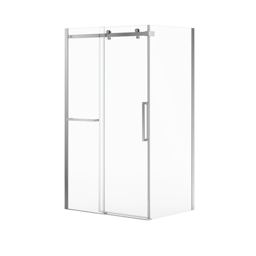 Neptune Axion 48 x 32 x 78 3/4 in. 8mm Sliding Shower Door with Towel Bar for Corner Installation with Clear glass in Chrome