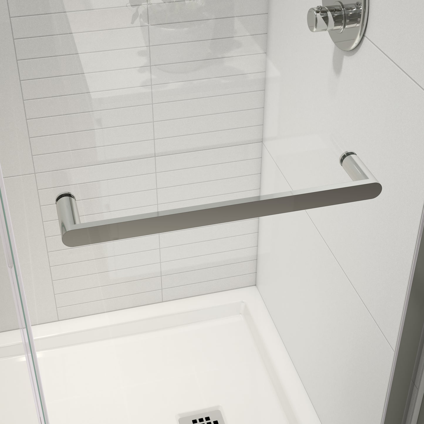Neptune Axion 44 1/2-47 x 78 3/4 in. 8 mm Sliding Shower Door with Towel Bar for Alcove Installation with Clear glass in Chrome
