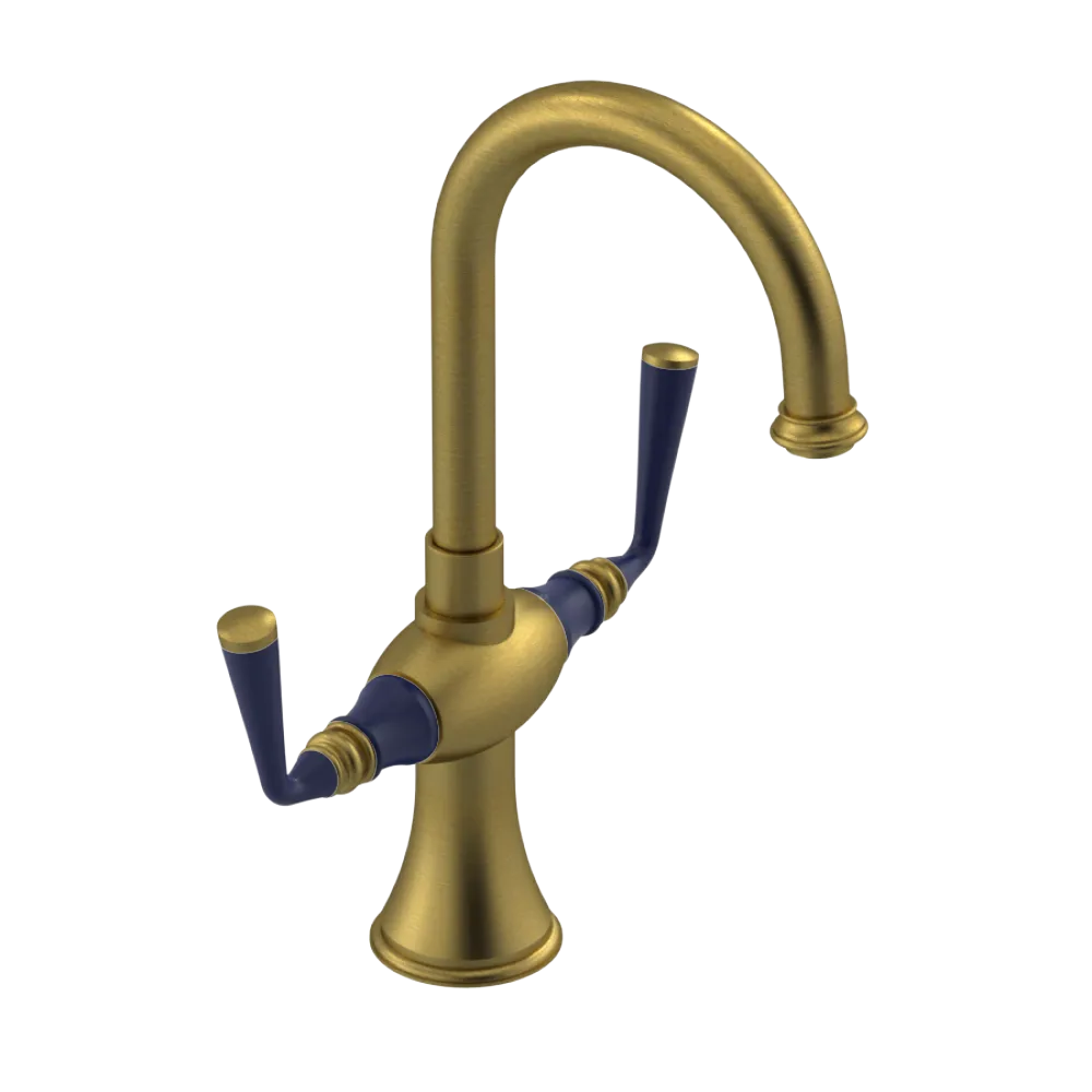 Rubinet Single Hole Dual Handle Lav. Set. (less drain) Antique Brass Matt