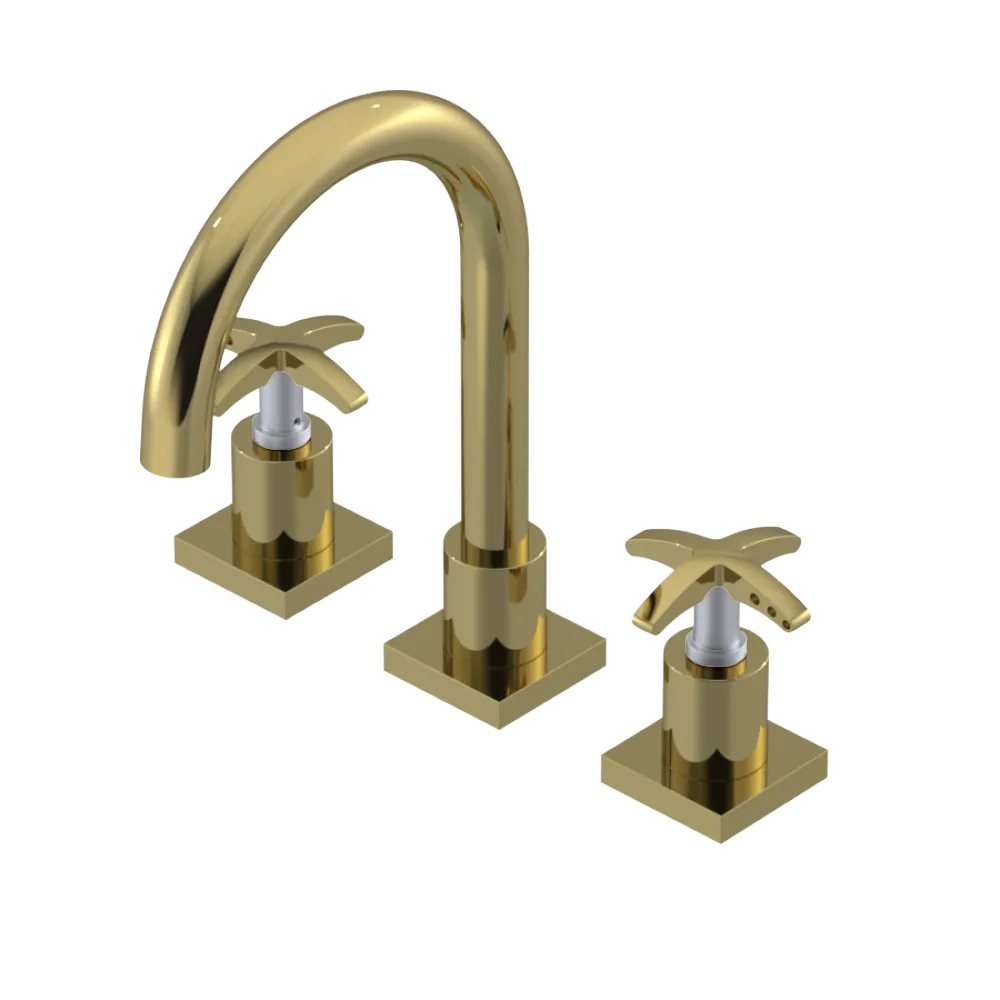 Rubinet Widespread Lav. Set. (less drain) Natural Brass