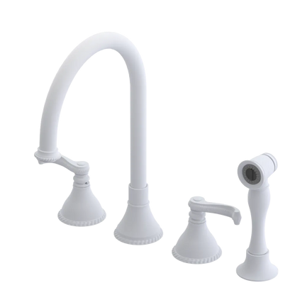 Rubinet Widespread Kitchen Set with Hand Spray Matt White