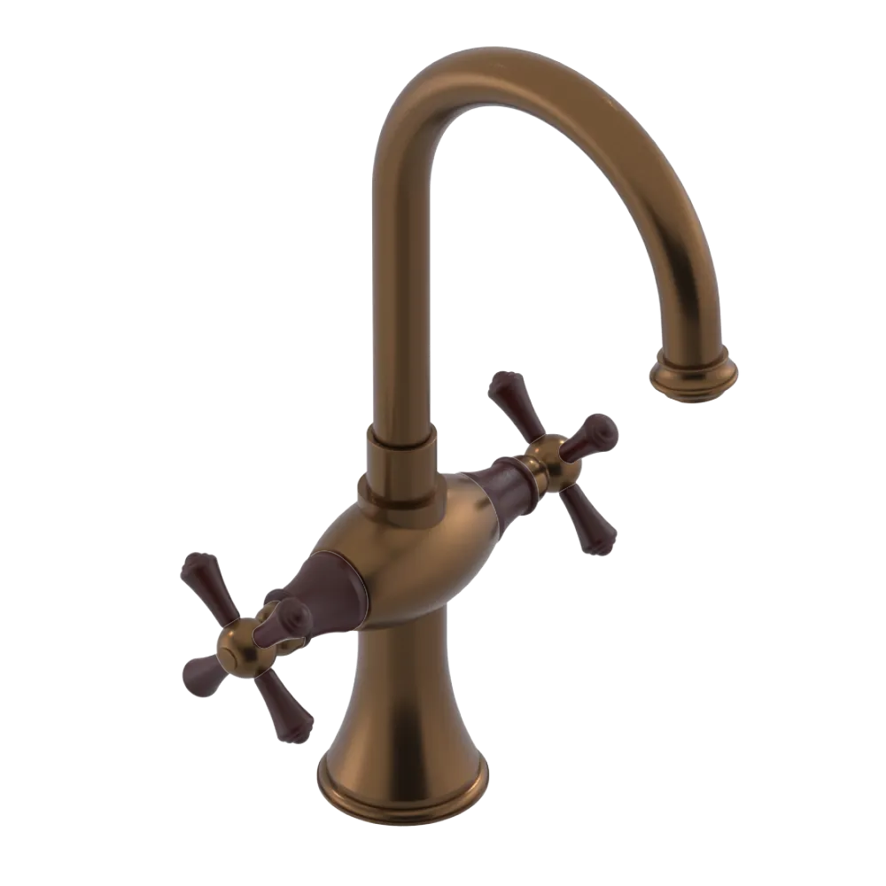 Rubinet Single Hole Dual Handle Lav. Set. (less drain) Tuscan Brass