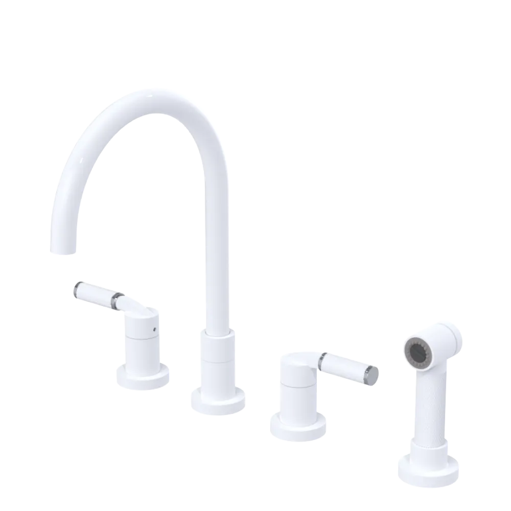 Rubinet Widespread Kitchen Set with Hand Spray White