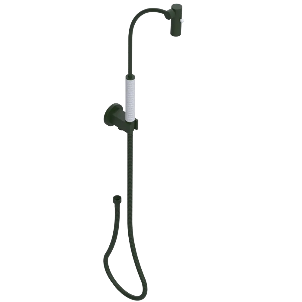 Rubinet Hand Held Shower Bidet with Extended Reach & Dual Function Spray Including Wall Bracket with Supply & Hose (Round) Green Envy