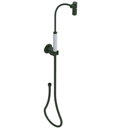 Rubinet Hand Held Shower Bidet with Extended Reach & Dual Function Spray Including Wall Bracket with Supply & Hose (Round) Green Envy