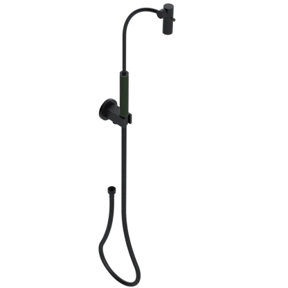Rubinet Hand Held Shower Bidet with Extended Reach & Dual Function Spray Including Wall Bracket with Supply & Hose (Round) Matt Black
