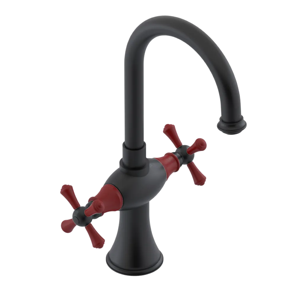 Rubinet Single Hole Dual Handle Lav. Set. (less drain) Matt Black