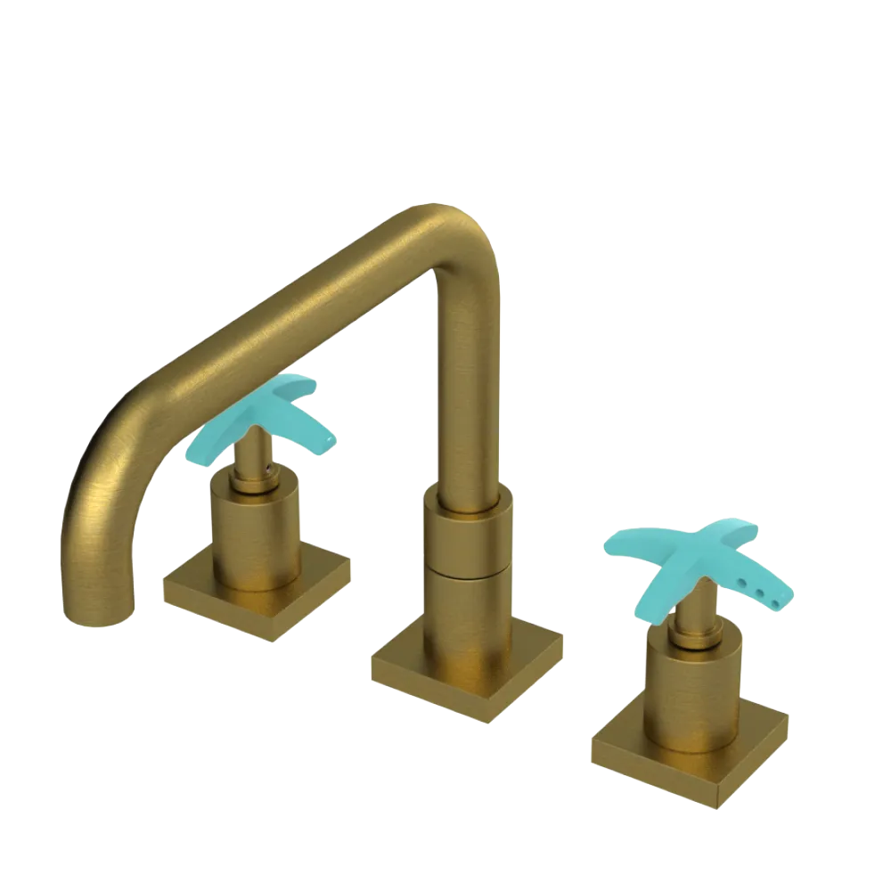 Rubinet Widespread Kitchen Set with Genesis Spout Antique Brass Matt