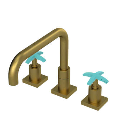 Rubinet Widespread Kitchen Set with Genesis Spout Antique Brass Matt