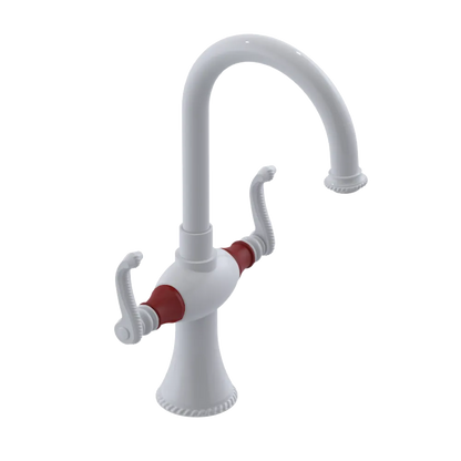 Rubinet Single Hole Dual Handle Lav. Set. (less drain) White