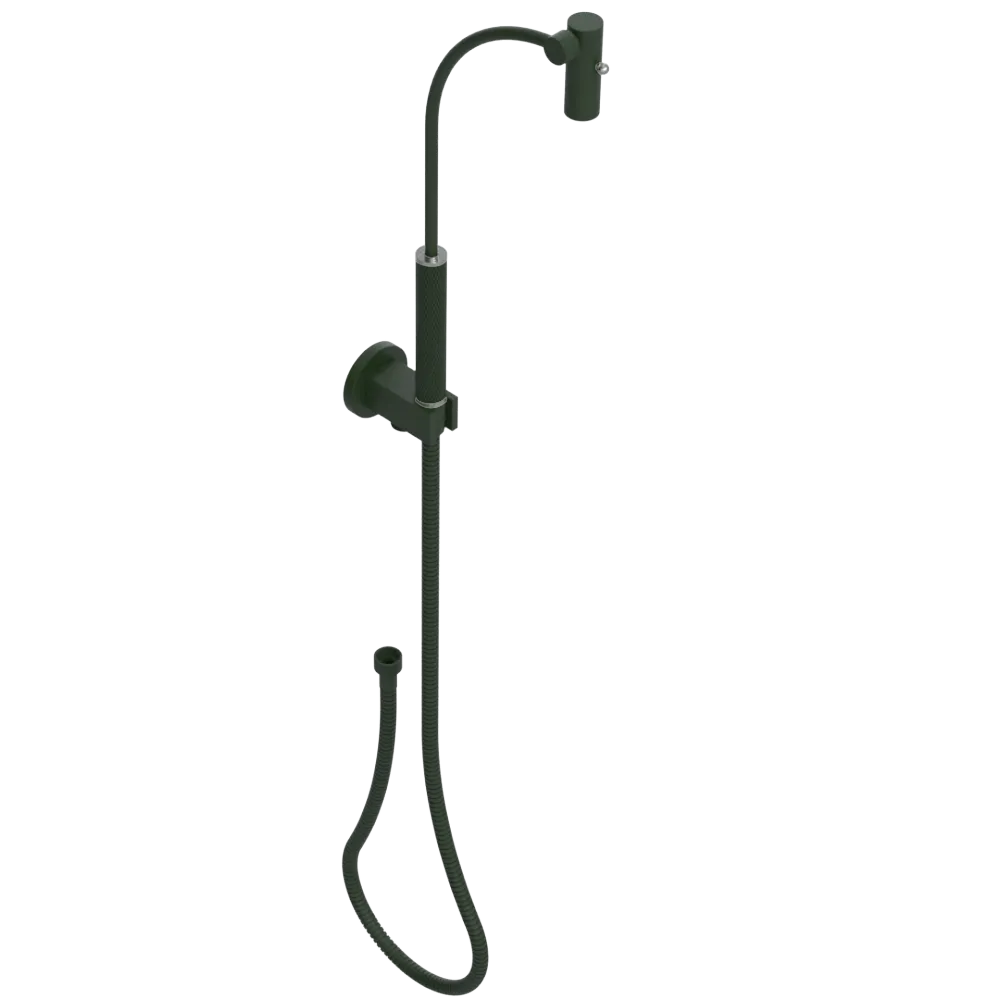 Rubinet Hand Held Shower Bidet with Extended Reach & Dual Function Spray Including Wall Bracket with Supply & Hose (Round) Green Envy
