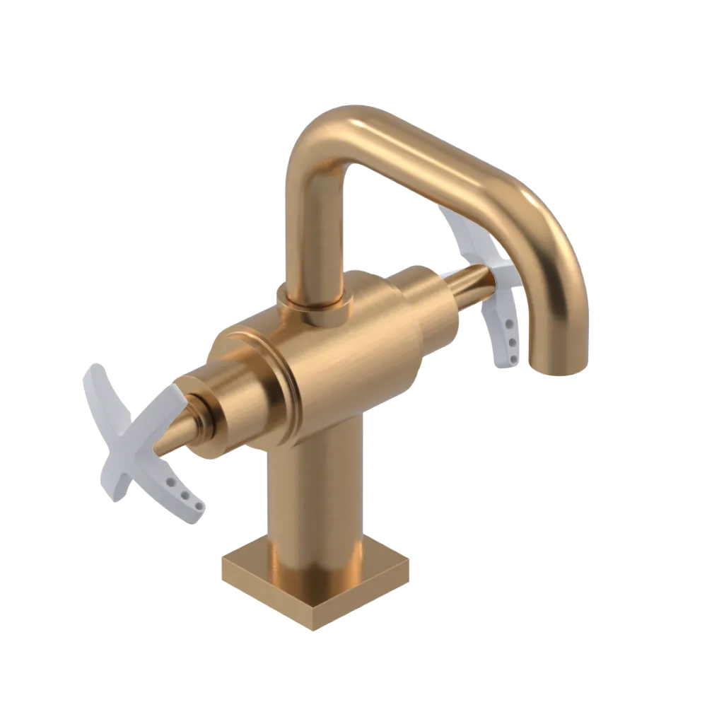 Rubinet Single Hole Dual Handle Lav. Set. with Genesis spout (less drain) Satin Gold