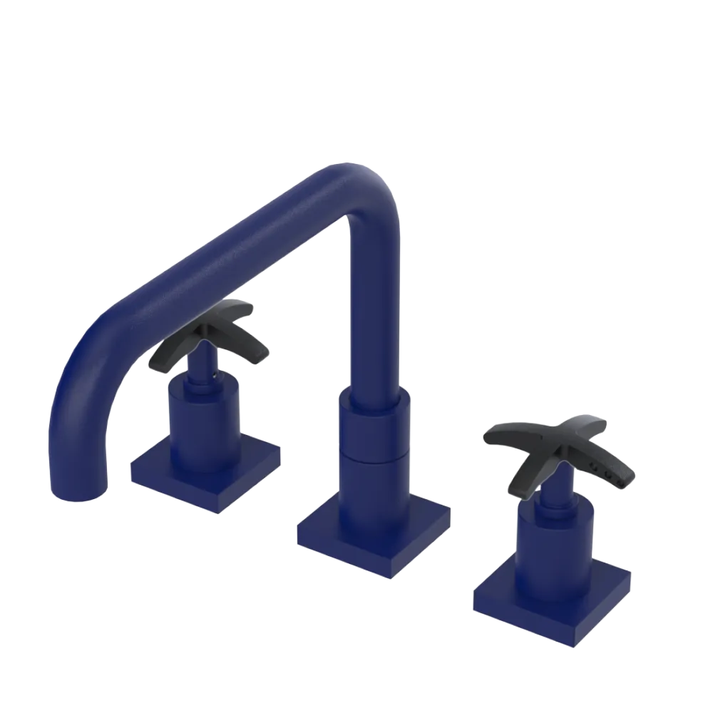 Rubinet Widespread Kitchen Set with Genesis Spout Midnight Blue