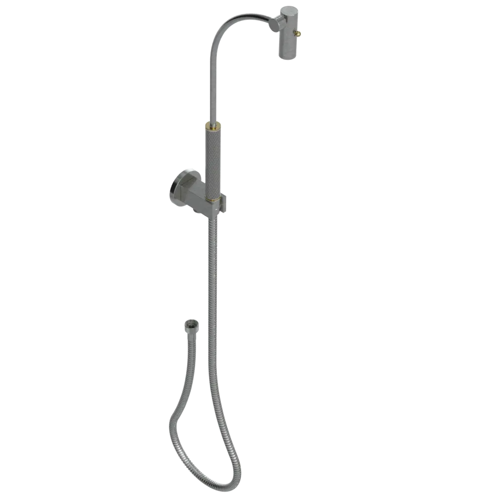 Rubinet Hand Held Shower Bidet with Extended Reach & Dual Function Spray Including Wall Bracket with Supply & Hose (Round) Satin Nickel