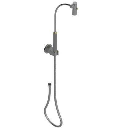 Rubinet Hand Held Shower Bidet with Extended Reach & Dual Function Spray Including Wall Bracket with Supply & Hose (Round) Satin Nickel