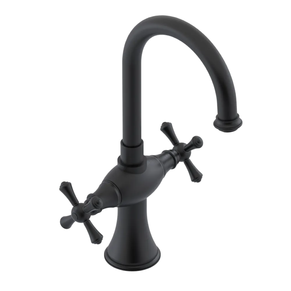 Rubinet Single Hole Dual Handle Lav. Set. (less drain) Matt Black