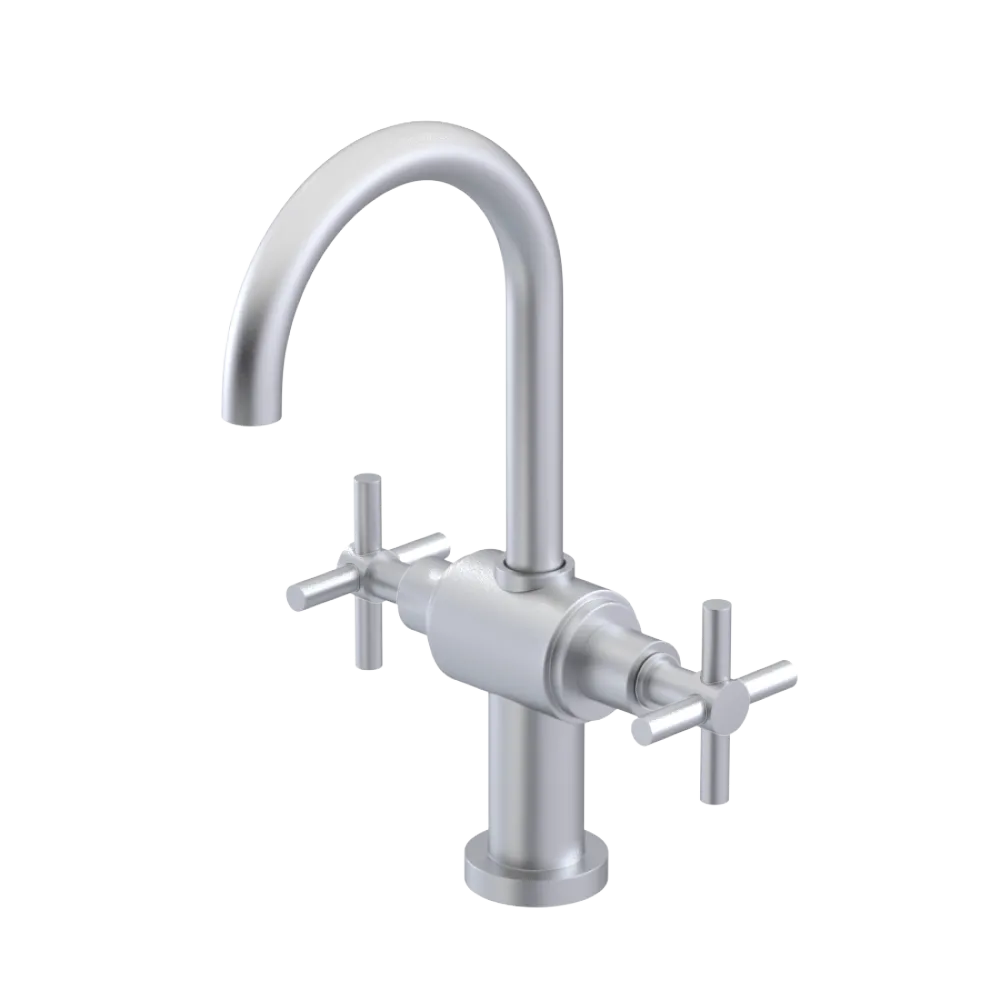 Rubinet Single Hole Dual Handle Lav. Set with LaSalle Spout (less drain) Satin Chrome
