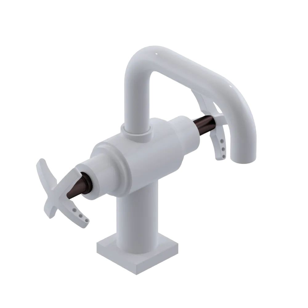 Rubinet Single Hole Dual Handle Lav. Set. with Genesis spout (less drain) White