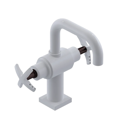 Rubinet Single Hole Dual Handle Lav. Set. with Genesis spout (less drain) White
