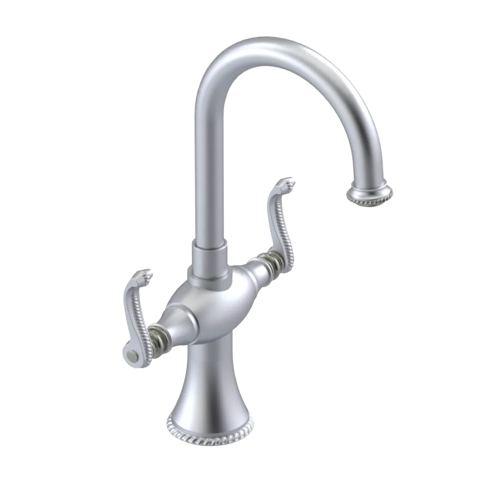 Rubinet Single Hole Dual Handle Lav. Set. (less drain) Satin Chrome