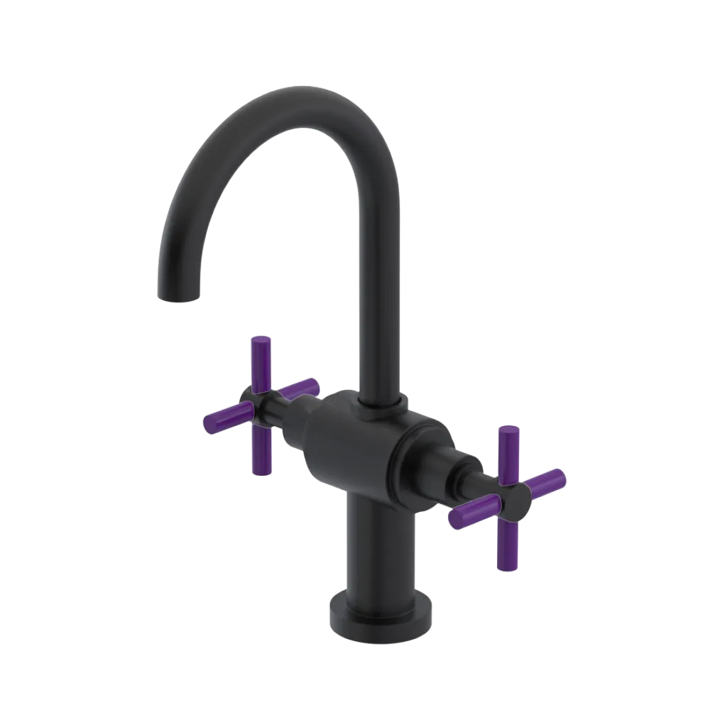 Rubinet Single Hole Dual Handle Lav. Set with LaSalle Spout (less drain) Matt Black