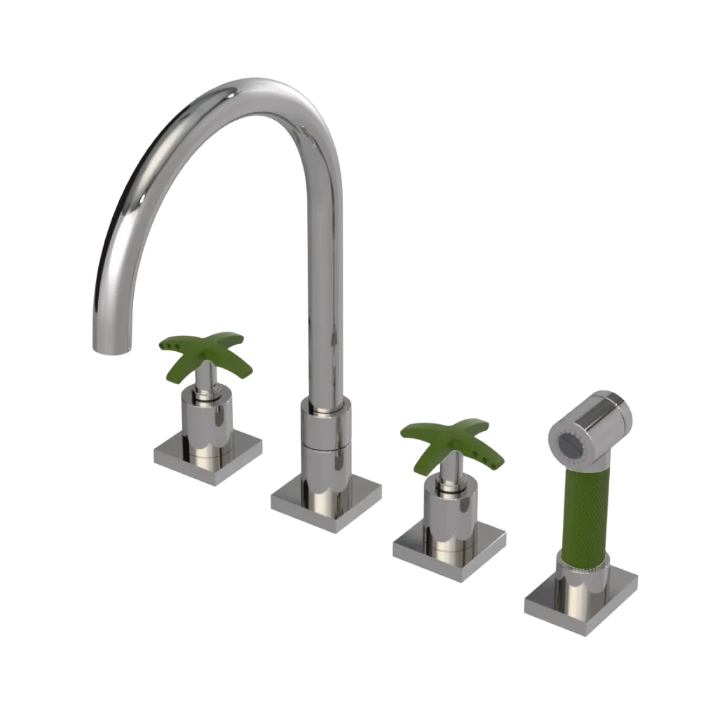 Rubinet Widespread Kitchen Set with Hand Spray Polished Nickel