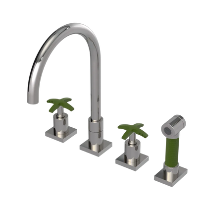 Rubinet Widespread Kitchen Set with Hand Spray Polished Nickel