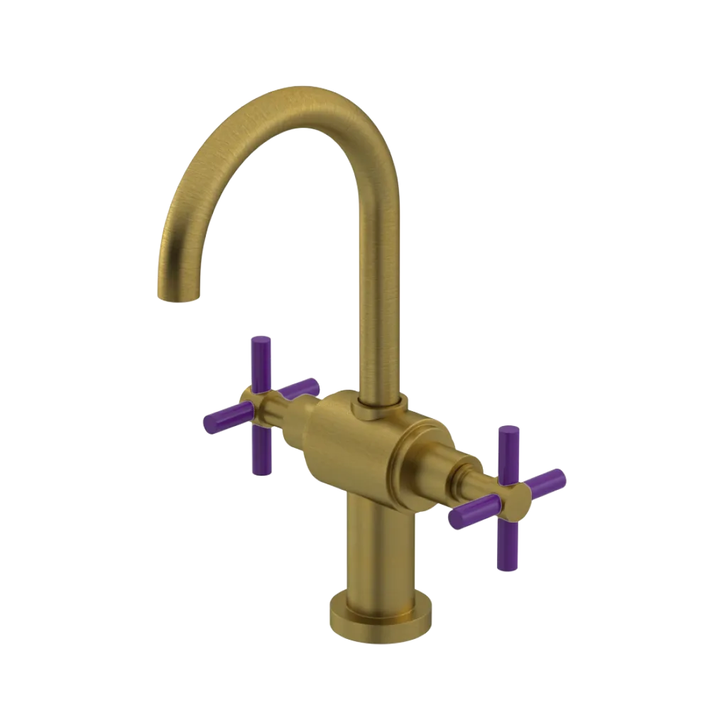 Rubinet Single Hole Dual Handle Lav. Set with LaSalle Spout (less drain) Antique Brass Matt