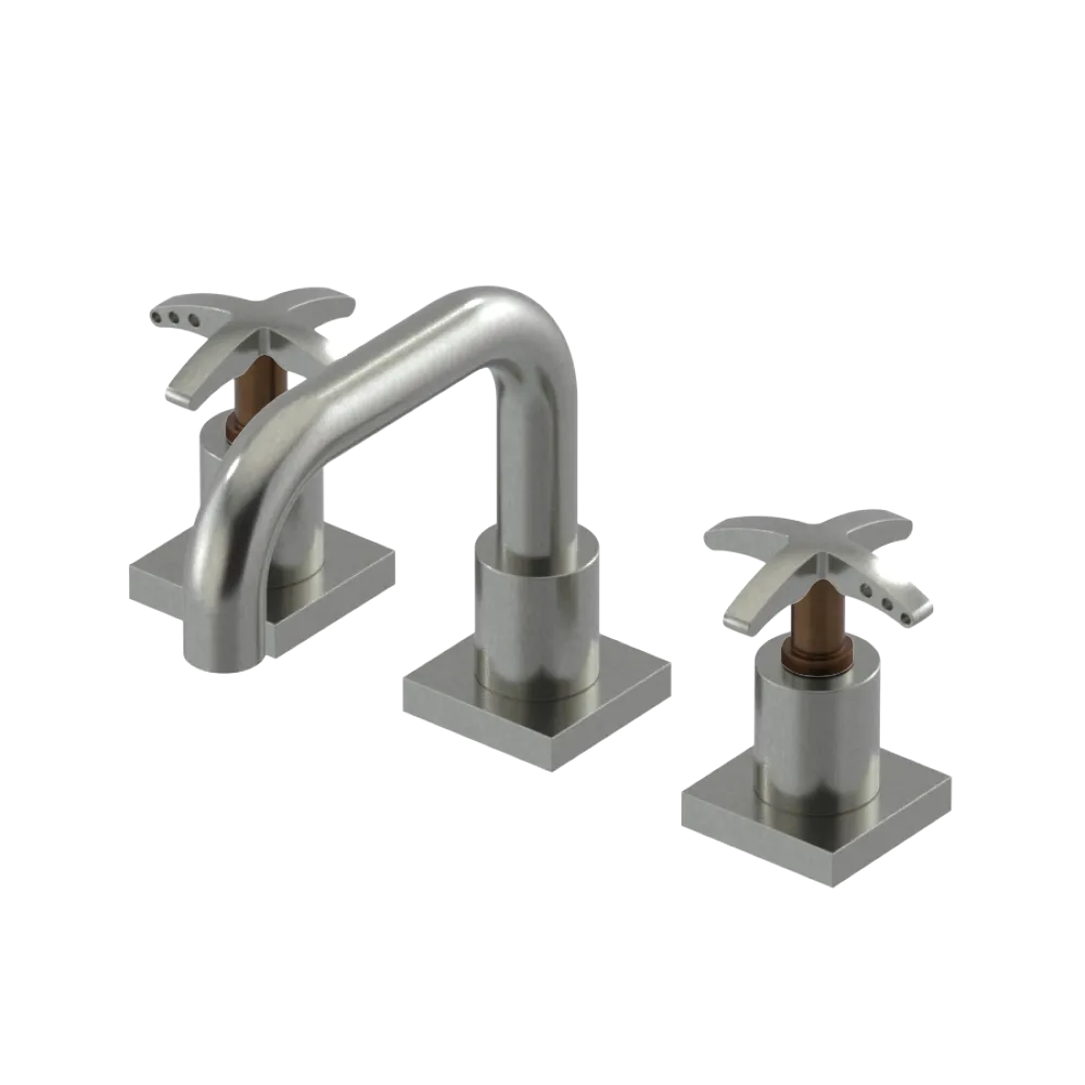 Rubinet Widespread Lav. Set. with Genesis spout (less drain) Satin Nickel