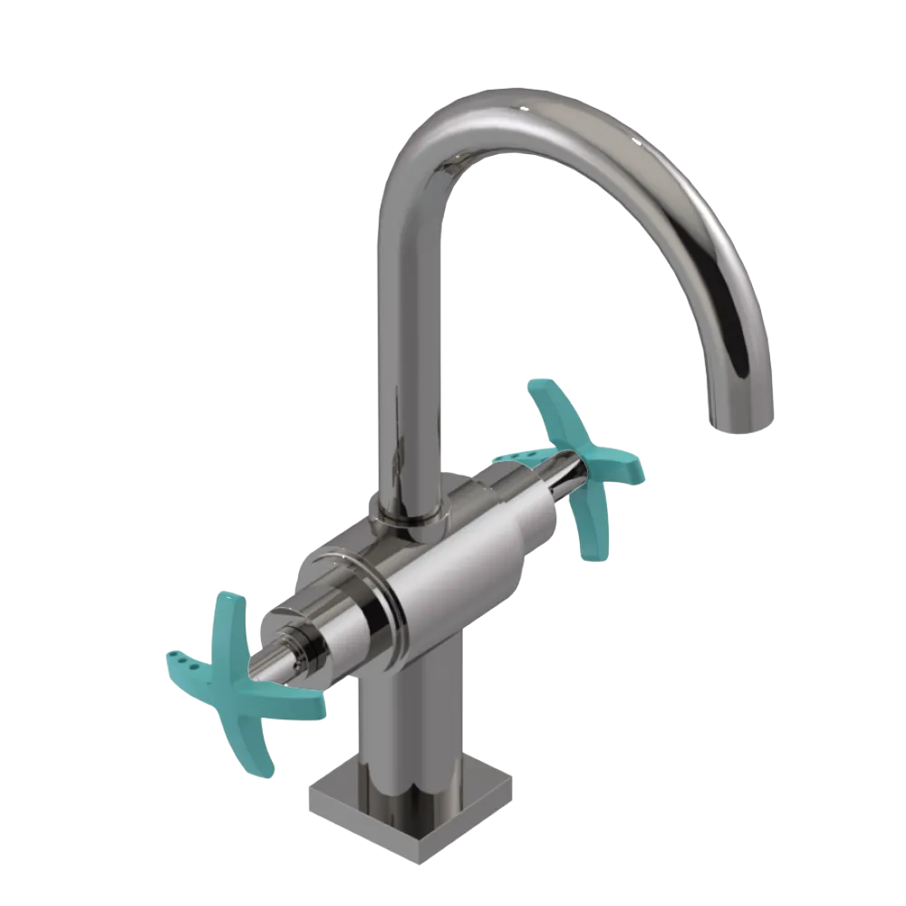 Rubinet Single Hole Dual Handle Lav. Set. (less drain) Polished Nickel