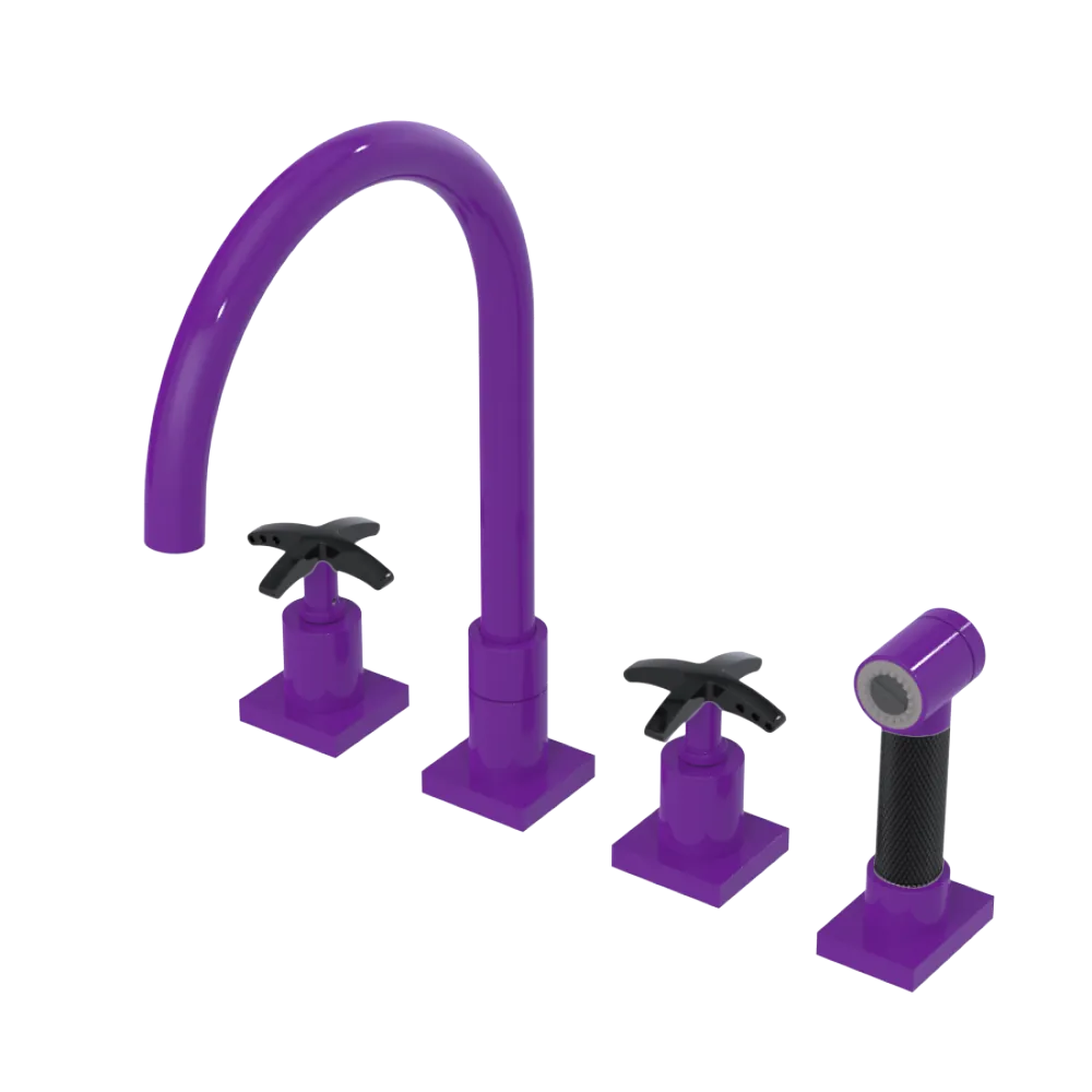 Rubinet Widespread Kitchen Set with Hand Spray Purple Haze