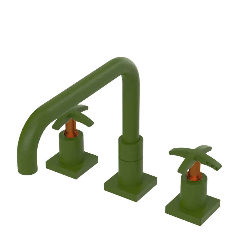 Rubinet Widespread Kitchen Set with Genesis Spout Green Envy