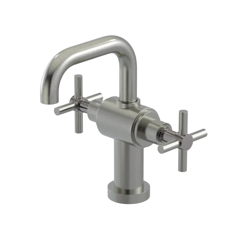 Rubinet Single Hole Dual Handle Lav. Set. (less drain) Satin Nickel