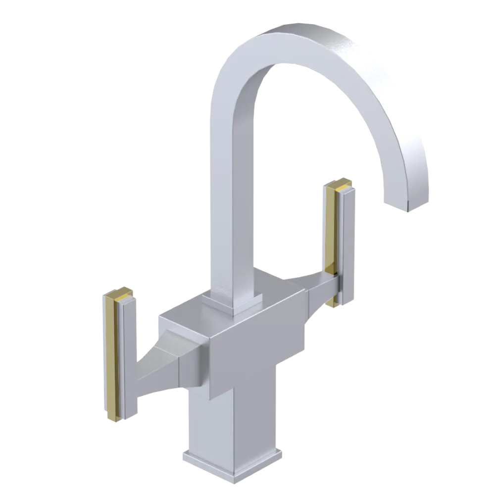 Rubinet Single Hole Dual Handle Lav. Set. (less drain) Satin Chrome