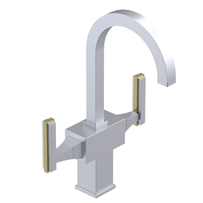 Rubinet Single Hole Dual Handle Lav. Set. (less drain) Satin Chrome