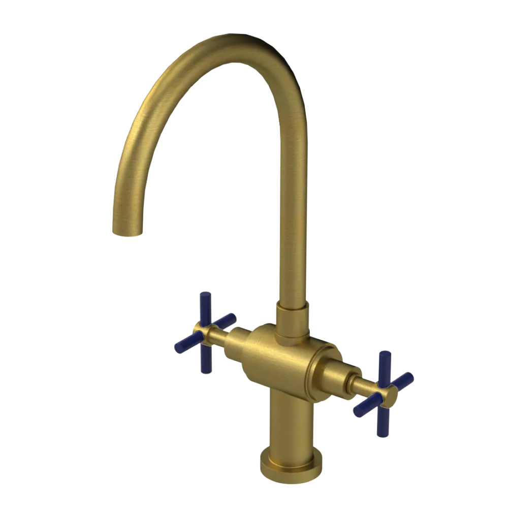 Rubinet Two Handle Single Hole Kitchen Set with LaSalle Spout Antique Brass Matt