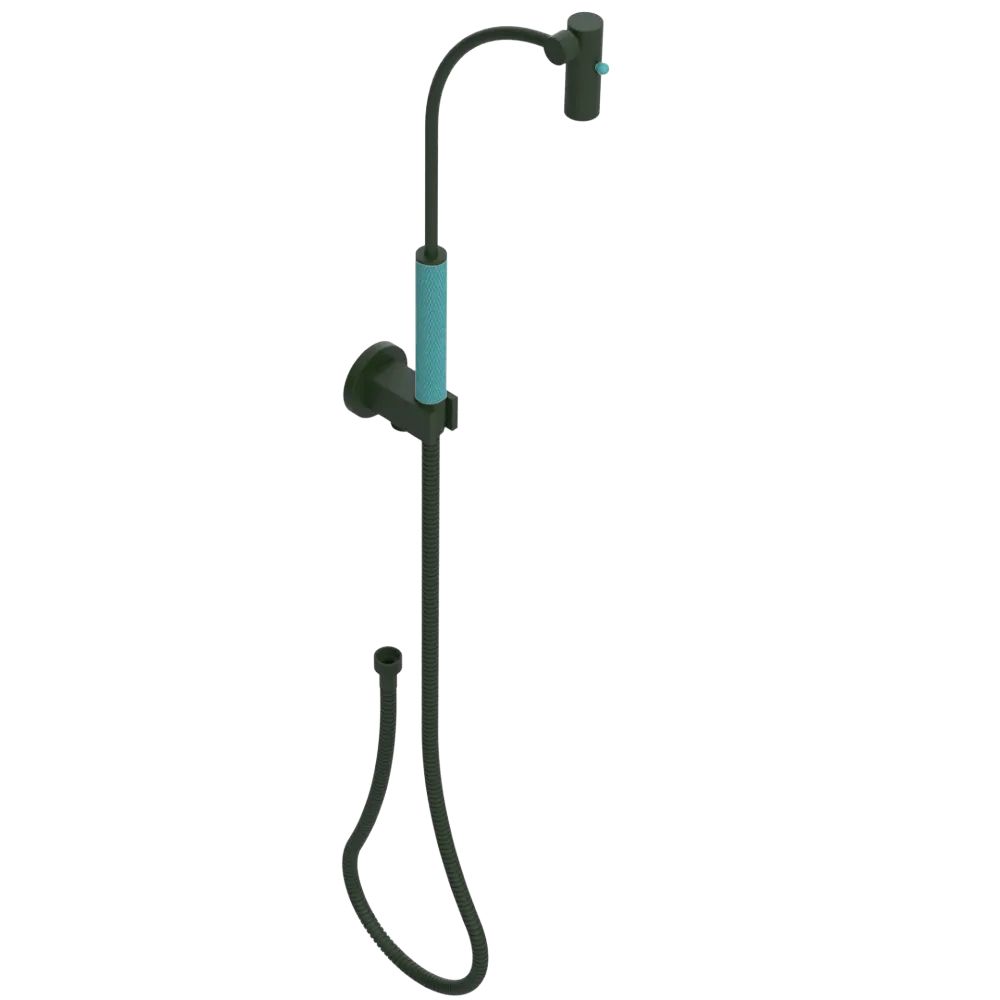 Rubinet Hand Held Shower Bidet with Extended Reach & Dual Function Spray Including Wall Bracket with Supply & Hose (Round) Green Envy
