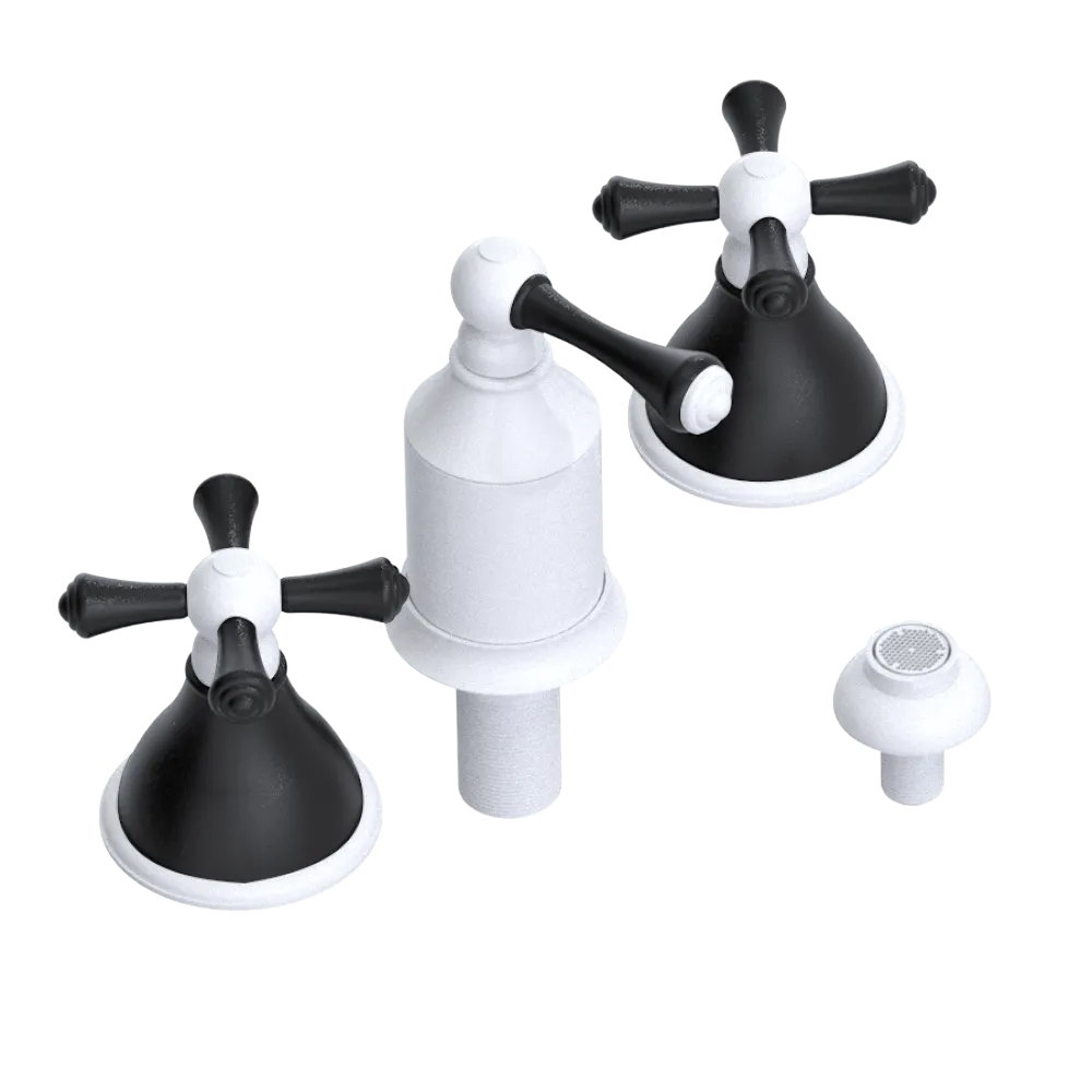 Rubinet Bidet Fitting with Spray, Diverter, and Vacum Breaker (Less Drain) White