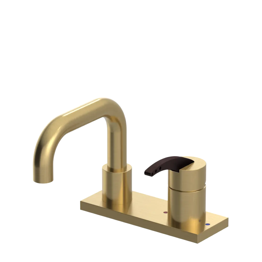 Rubinet 4" Centre Single Control Lav. Set. with Genesis spout (less drain) Satin Brass