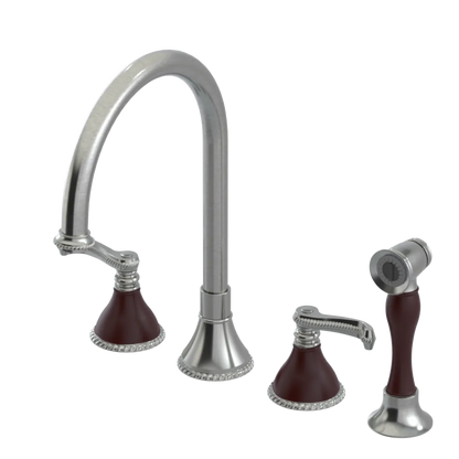 Rubinet Widespread Kitchen Set with Hand Spray Satin Nickel