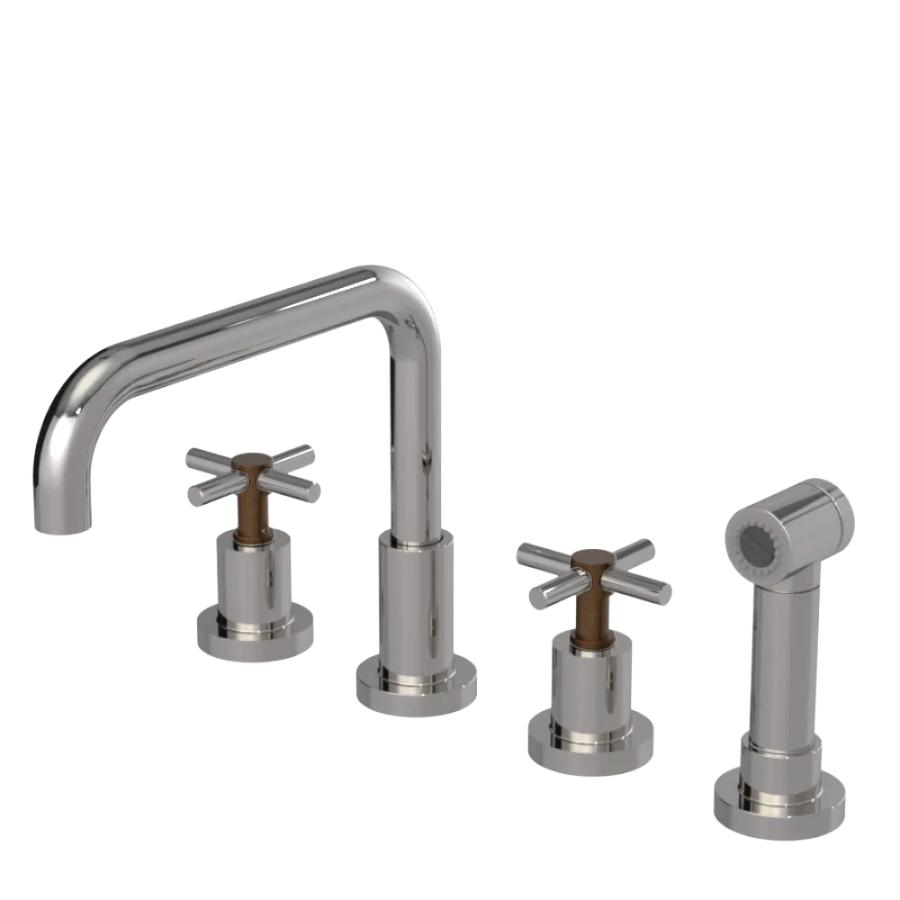 Rubinet Widespread Kitchen Set with Hand Spray Polished Nickel