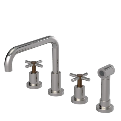 Rubinet Widespread Kitchen Set with Hand Spray Polished Nickel