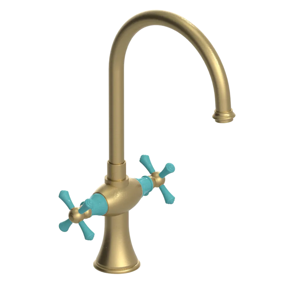 Rubinet Two Handle Single Hole Kitchen Set Satin Brass