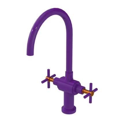 Rubinet Two Handle Single Hole Kitchen Set with LaSalle Spout Purple Haze