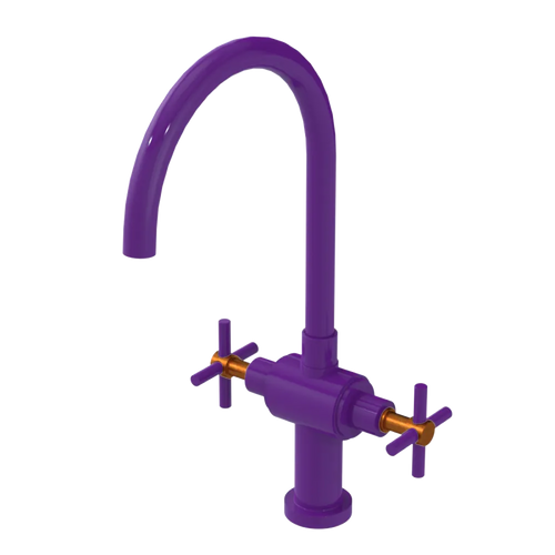Rubinet Two Handle Single Hole Kitchen Set with LaSalle Spout Purple Haze
