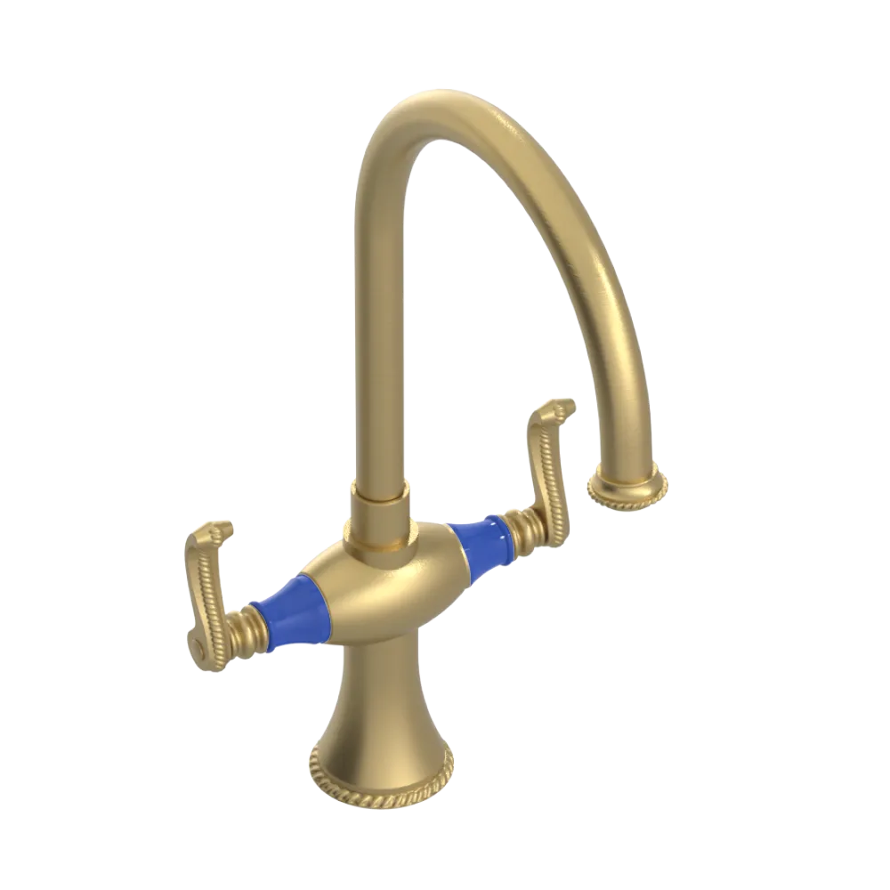 Rubinet Two Handle Single Hole Kitchen Set Satin Brass