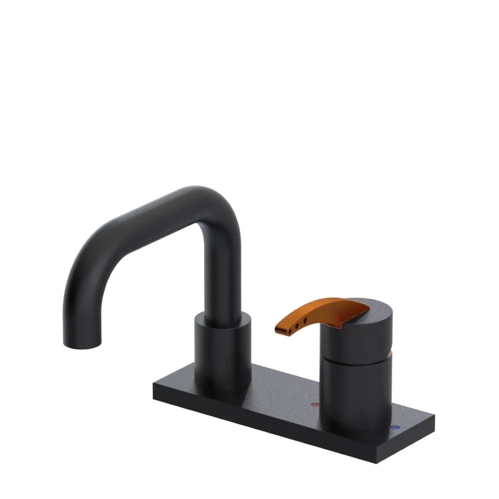 Rubinet 4" Centre Single Control Lav. Set. with Genesis spout (less drain) Matt Black
