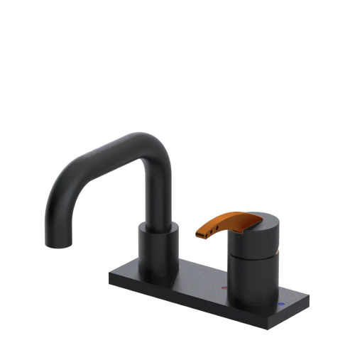 Rubinet 4" Centre Single Control Lav. Set. with Genesis spout (less drain) Matt Black