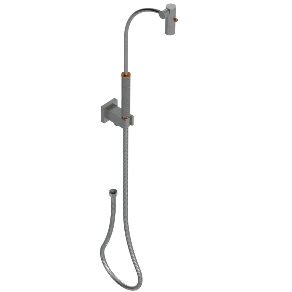 Rubinet Hand Held Shower Bidet with Extended Reach & Dual Function Spray Including Wall Bracket with Supply & Hose (Square) Satin Nickel