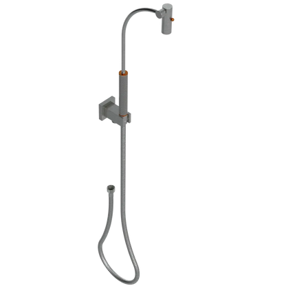 Rubinet Hand Held Shower Bidet with Extended Reach & Dual Function Spray Including Wall Bracket with Supply & Hose (Square) Satin Nickel